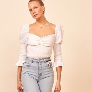 NEW Reformation Haven top white blouse M